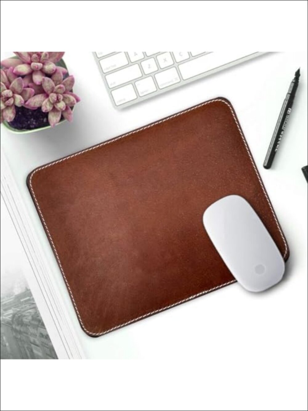 Full Grain Leather Mouse Pad Non-Slip Desk Mat for Office Gaming